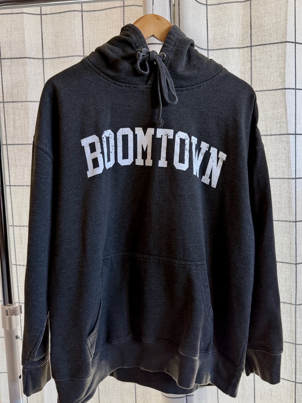 Boomtown Vintage Distressed Charcoal Hoodie XL